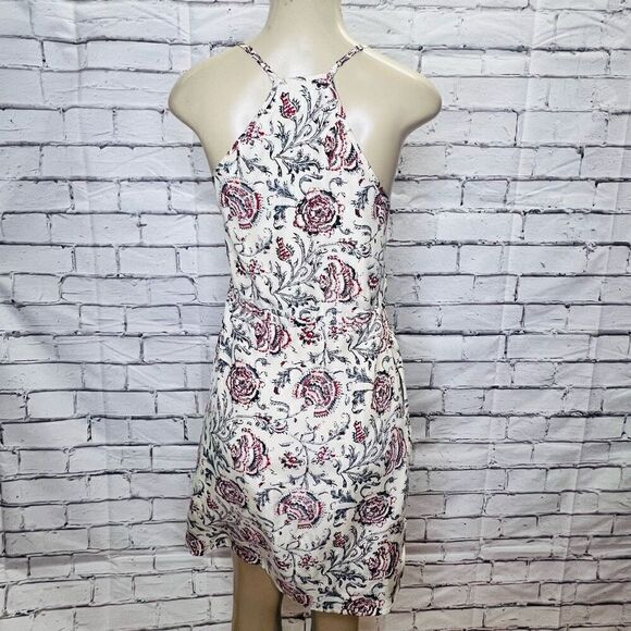 Madewell Multicolor Drawstring Flowy Waist Tie Floral Silk Ruched Dress Size 2 - Picture 5 of 9